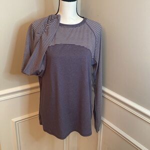 Workout striped T-shirt size large running tee workout